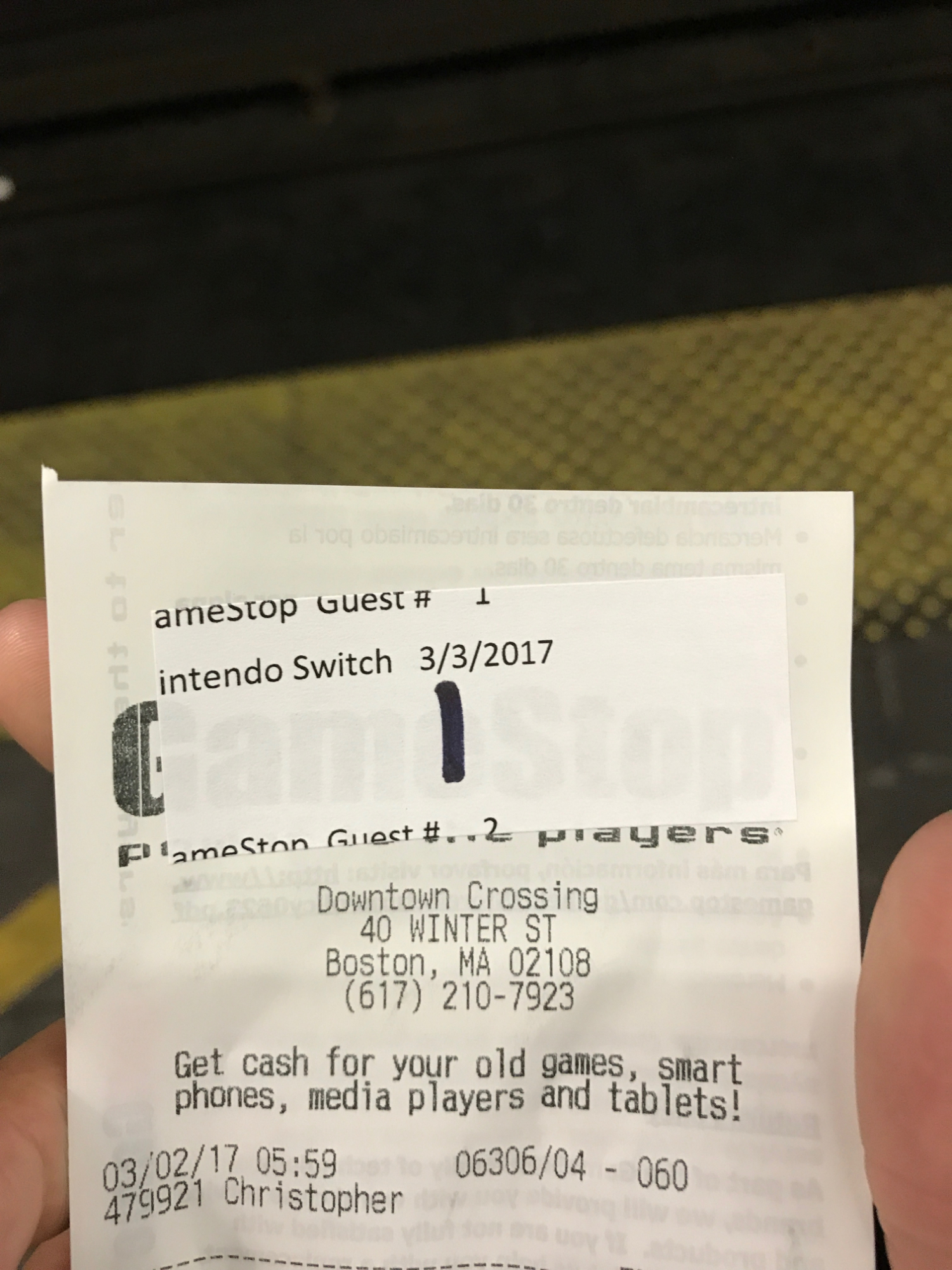 I was the first customer in Boston to get a Switch