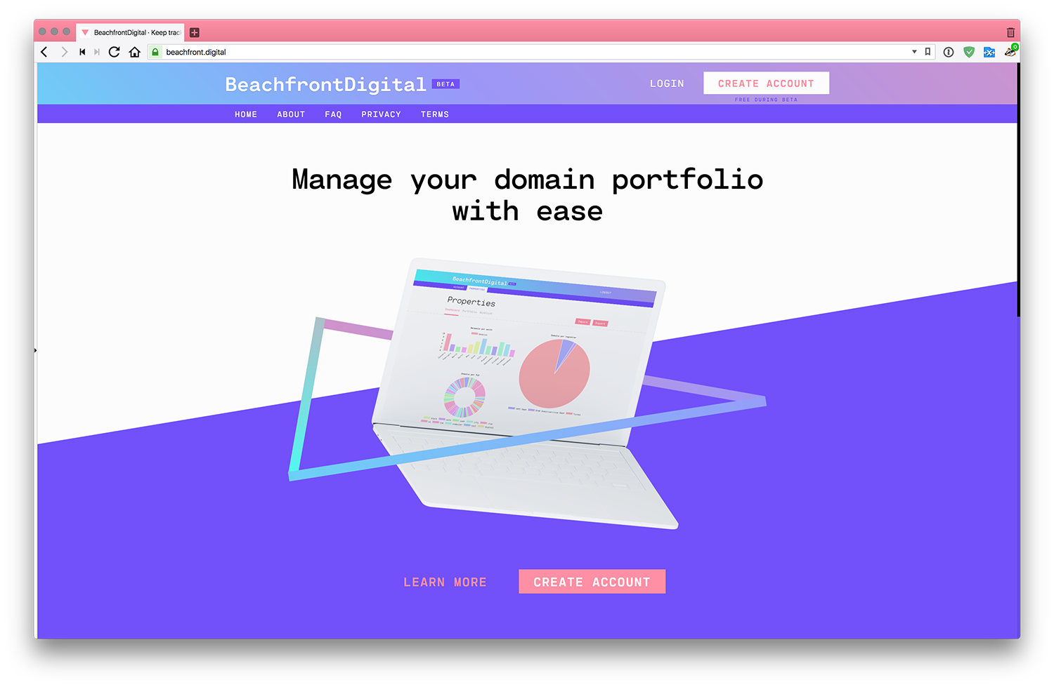 Landing page for BeachfrontDigital
